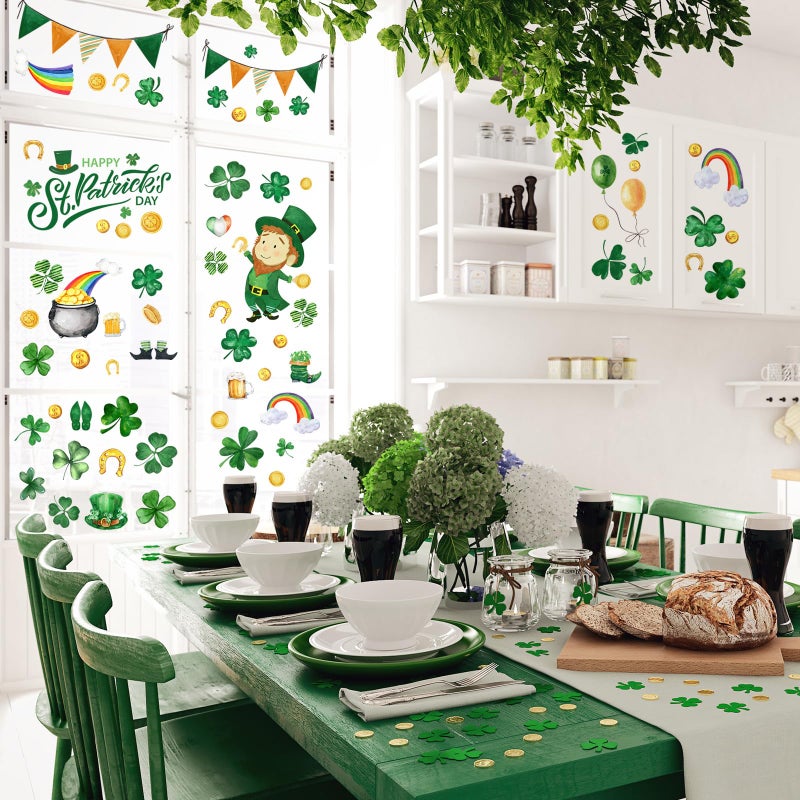 Glenmal Glenmal 77 Pcs St. Patrick's Day Wall Clings Stickers Lucky Shamrock Clover Leprechaun Decals Stickers for St. Patrick's Day Party Wall Window Glass Door Decoration (Hat) - Image 4