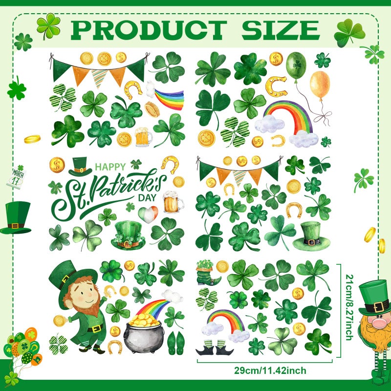 Glenmal Glenmal 77 Pcs St. Patrick's Day Wall Clings Stickers Lucky Shamrock Clover Leprechaun Decals Stickers for St. Patrick's Day Party Wall Window Glass Door Decoration (Hat) - Image 2