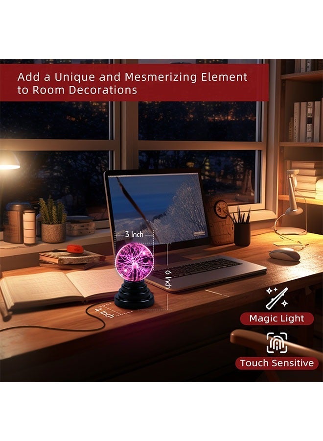 3 inch Plasma Ball Science Toy for Kids Touch Sensitive Globe Decorative Lamp Novelty Halloween Christmas Gift - Image 2
