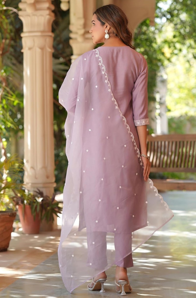 Janasya Women's Pure Cotton Ethnic Motifs Printed Straight Kurta Pant Set - Image 4