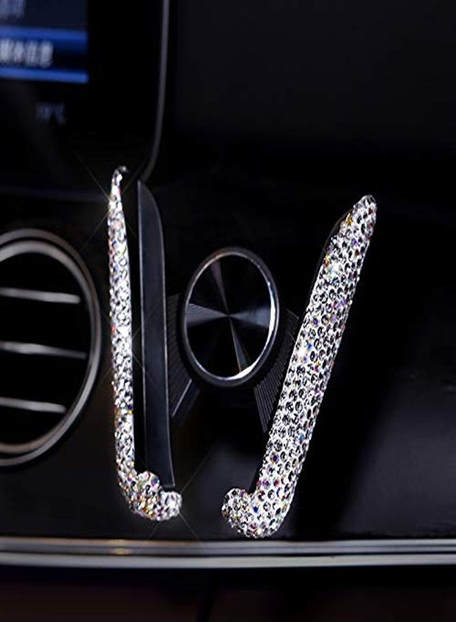 Bestbling Luxury Fashionable Convenient Bling Rhinestone Crystal Car Dash Air Vent Slip-On Adjustable Phone Holder for Easy View GPS Screen (Silver M Holder) - Image 2