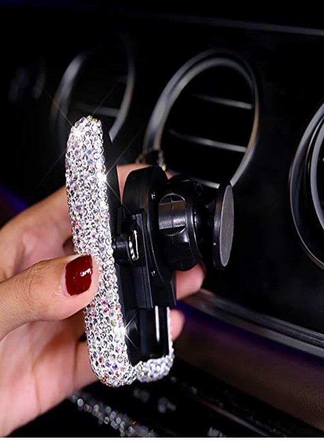 Bestbling Luxury Fashionable Convenient Bling Rhinestone Crystal Car Dash Air Vent Slip-On Adjustable Phone Holder for Easy View GPS Screen (Silver M Holder) - Image 3