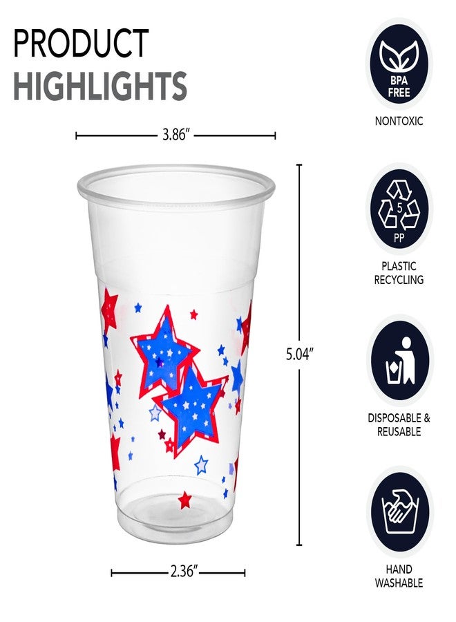 Party Essentials Soft Plastic 16-Ounce Printed Party Cups, Patriotic Stars, 60-Count - Image 2