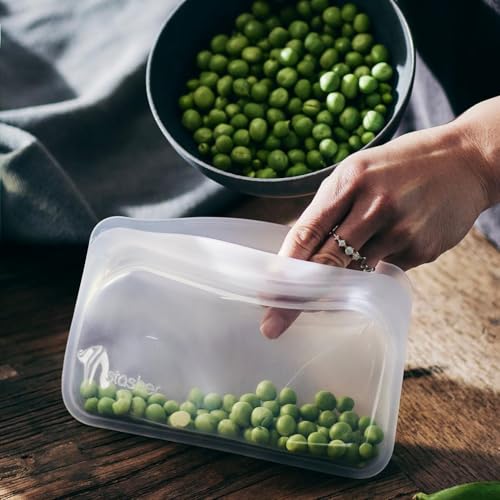 Stasher Premium Silicone Reusable Food Storage Bags, 4-Pack, Clear, Multi-Use Food Storage Bags, Lunch Bag, Travel Containers, BPA Free, Leak-free, Dishwasher-Safe, Eco-friendly - Image 3