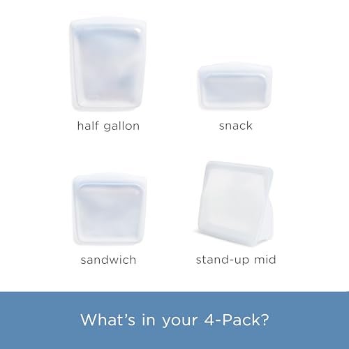 Stasher Premium Silicone Reusable Food Storage Bags, 4-Pack, Clear, Multi-Use Food Storage Bags, Lunch Bag, Travel Containers, BPA Free, Leak-free, Dishwasher-Safe, Eco-friendly - Image 5