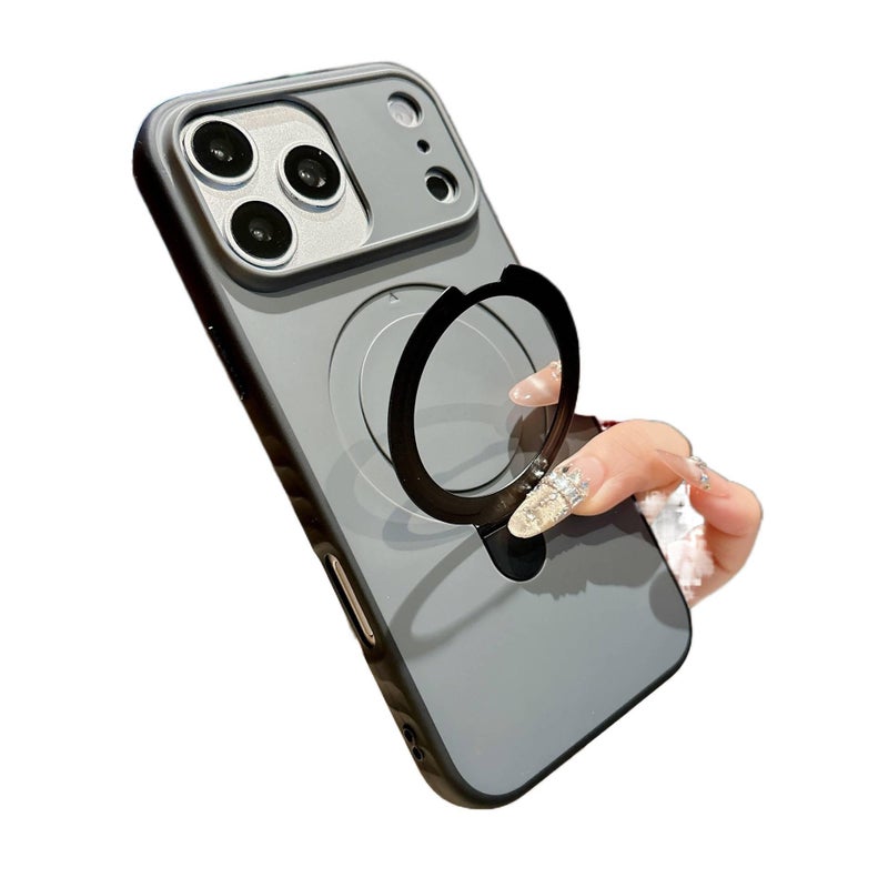 غطاء MagSafe بAcrylic لـ iPhone 16 / 16 Plus / 16 Pro / 16 Pro Max مع حماية من السقوط وحامل قائم مع مقاوم للصدمات مع مغناطيس قوي مع قبضة مضادة للانزلاق باللون أسود مضاد للانزلاق م. - ModaStar - Image 1