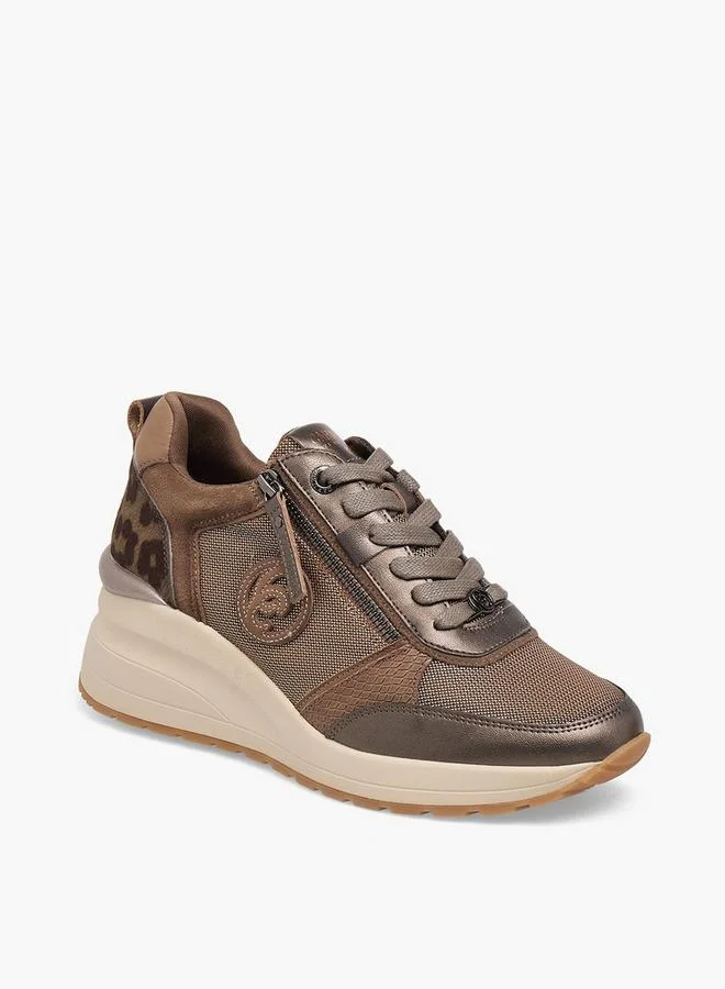 Carmela Women Panelled Leather Lace-Up Ankle Sneakers