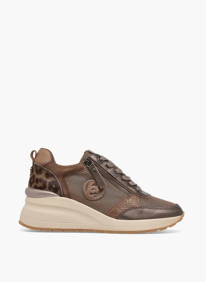 Women Panelled Leather Lace-Up Ankle Sneakers