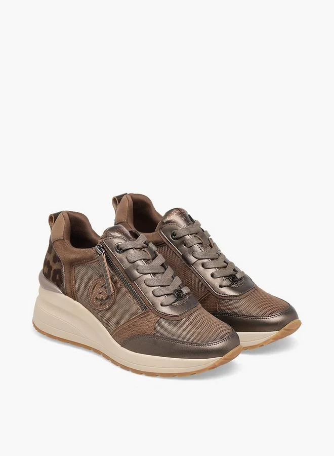 Carmela BRONZE Women Panelled Leather Lace-Up Ankle Sneakers for Women | Best Price UAE