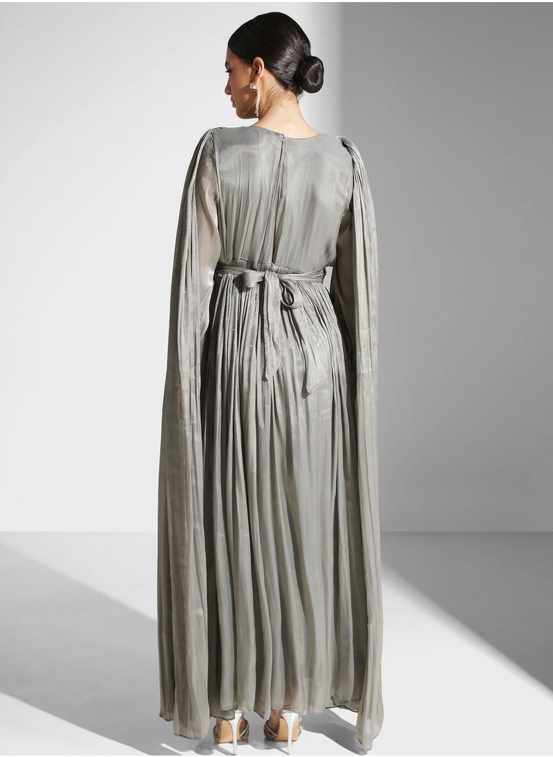 hayas closet - Lace Detail Belted Dress - Image 1