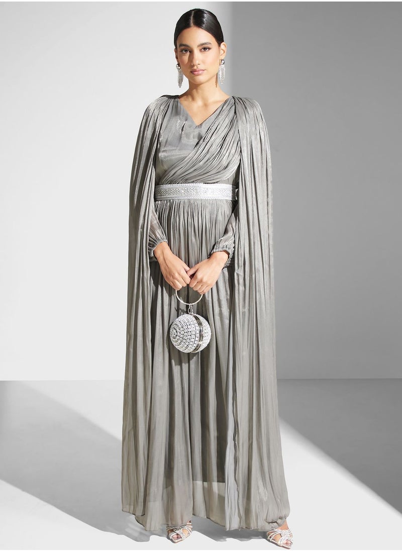 hayas closet - Lace Detail Belted Dress - Image 1