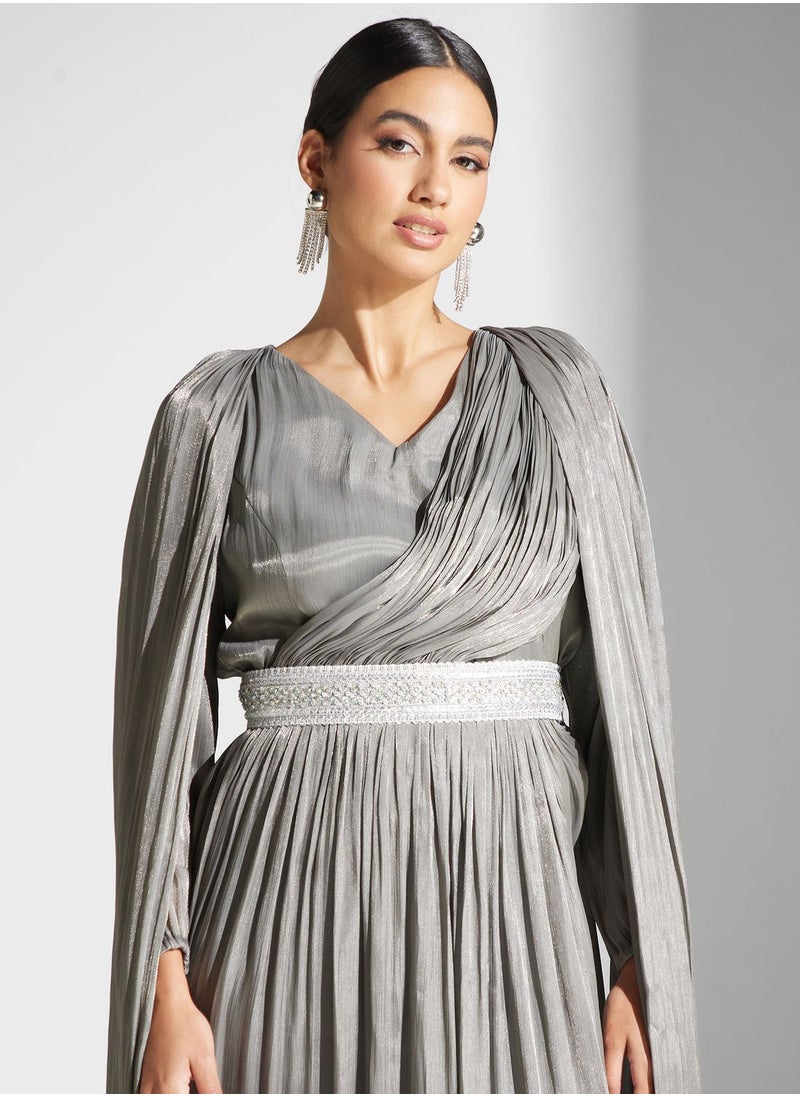 hayas closet - Lace Detail Belted Dress - Image 1