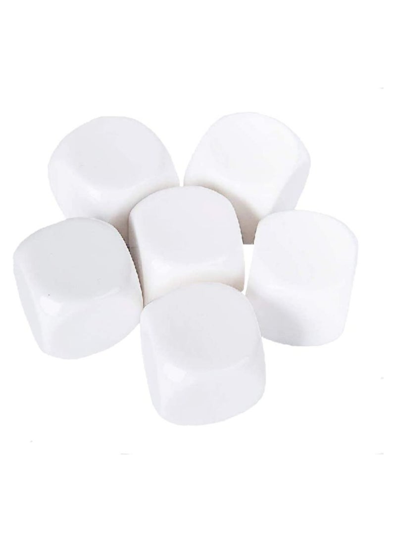 King Mariot Set of 6 Blank Dice 20mm Re-writeable White Cubes Rounded Edges for Safety Teaching Math's Fractions Probability Education Demonstration Group Learning Projects  - Image 2