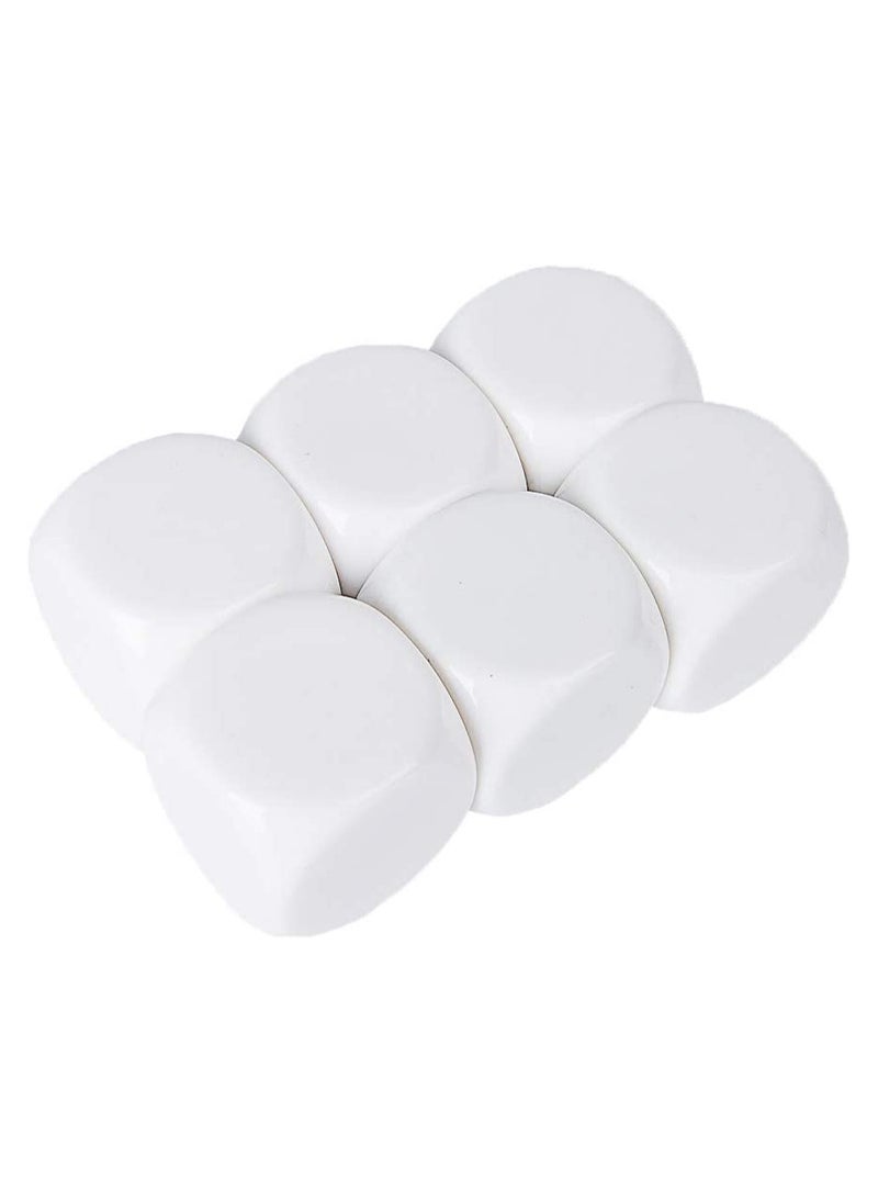 King Mariot Set of 6 Blank Dice 20mm Re-writeable White Cubes Rounded Edges for Safety Teaching Math's Fractions Probability Education Demonstration Group Learning Projects  - Image 1