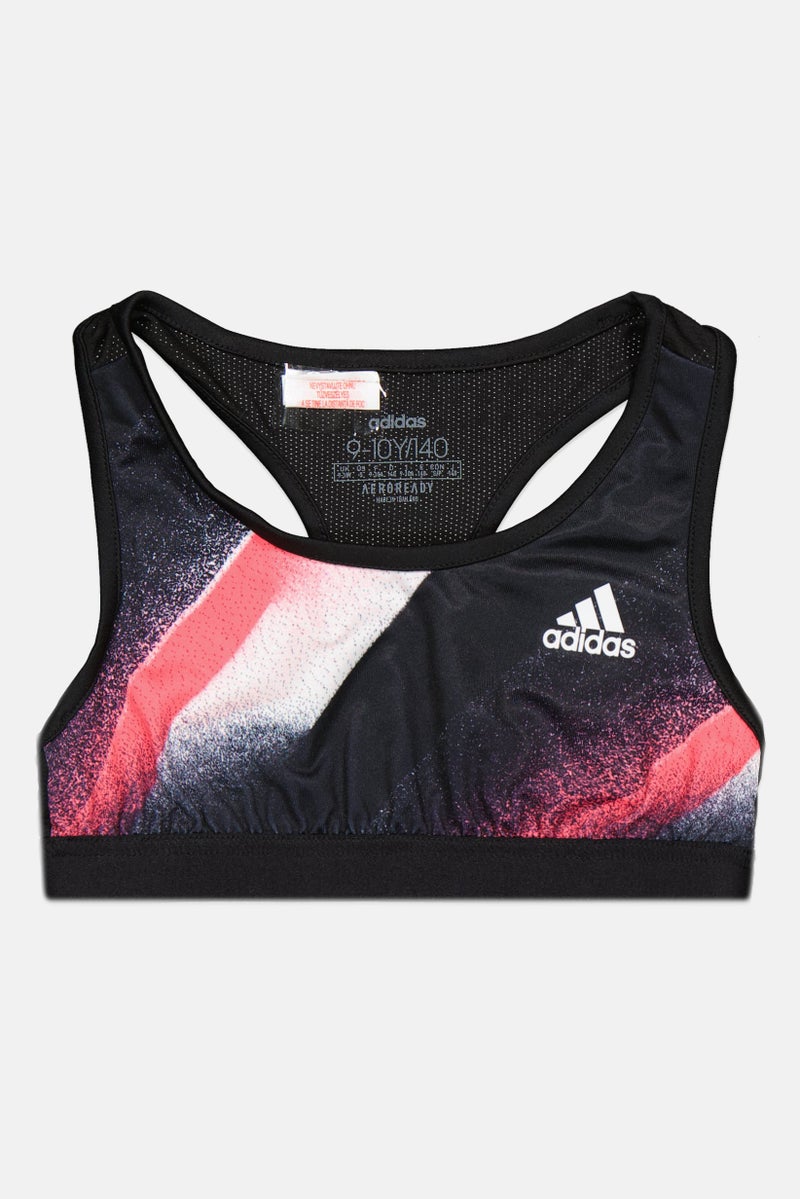 Adidas Kids Girl Brand Logo Non-Padded Training Bra, Multicolor - Image 1