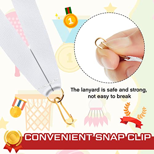 Berlune 100 Pcs Neck Ribbon with Snap Clips Blank Medal Solid Award Ribbon Lanyards Flat Award Holder for Kids Adults Student Competitions Sports Party Achievement (White) - Image 5