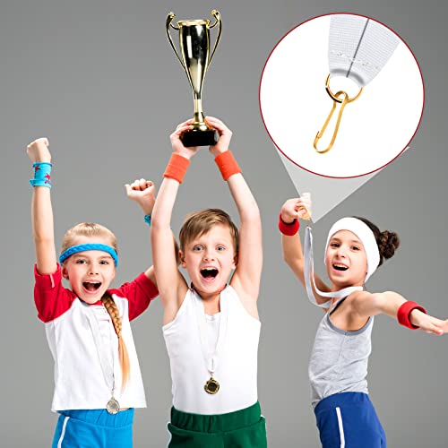 Berlune 100 Pcs Neck Ribbon with Snap Clips Blank Medal Solid Award Ribbon Lanyards Flat Award Holder for Kids Adults Student Competitions Sports Party Achievement (White) - Image 4