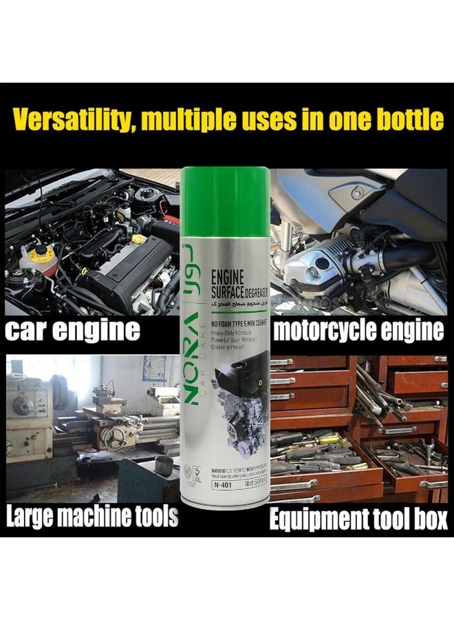 NORA Engine Surface Degreaser Spray 500ml – Heavy Duty No-Foam Cleaner for Engine Bay, Grease, Oil & Grime Removal – Professional Automotive Cleaning Formula - N-401 - Image 5