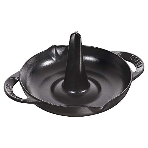 Staub Cast Iron 9.5-inch Vertical Chicken Roaster - Matte Black, Made in France - Image 1
