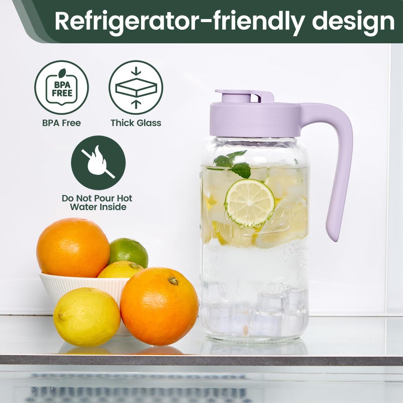 Spreccio Mason Jar Pitcher - Airtight & Leakproof Glass Pitcher with Lid, Perfect for Breastmilk, Cold Brew, and Sun Tea, 2 Quart (64 oz) Mason Jar with Pour Spout Lid - Image 5
