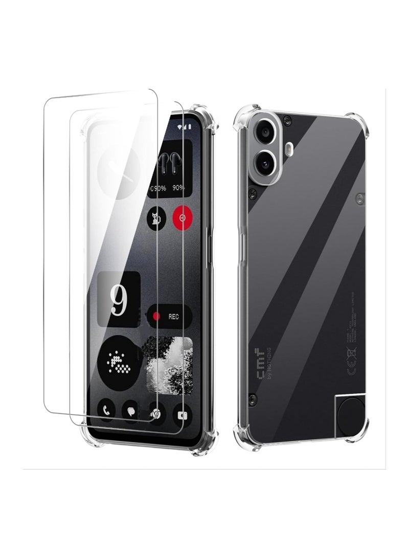 general Transparent Case with Nothing Compatible CMF Phone 1, [With 2-pcs Screen Protector] TPU Ultra Slim Case Cover, Air Cushion [Not Easy to Turn Yellow] Shockproof Phone Case - Image 1