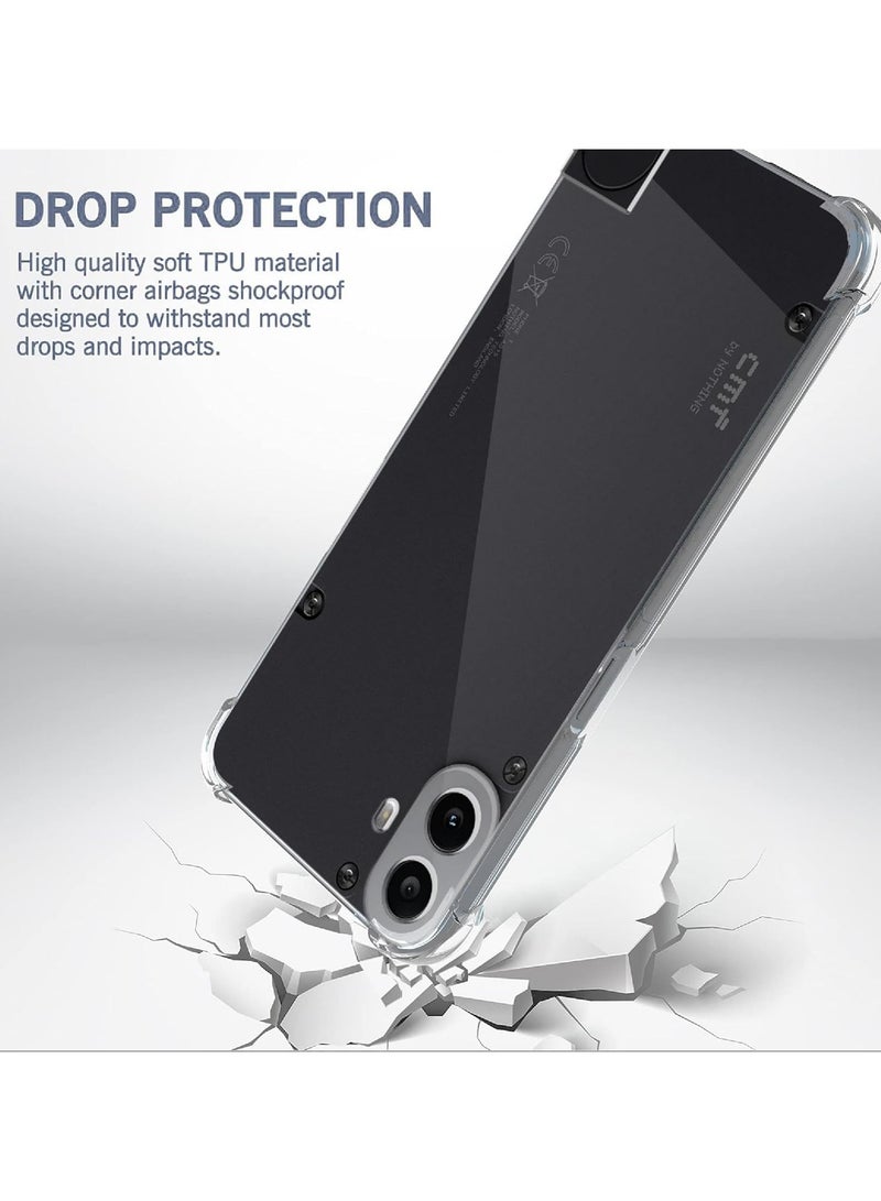 general Transparent Case with Nothing Compatible CMF Phone 1, [With 2-pcs Screen Protector] TPU Ultra Slim Case Cover, Air Cushion [Not Easy to Turn Yellow] Shockproof Phone Case - Image 3