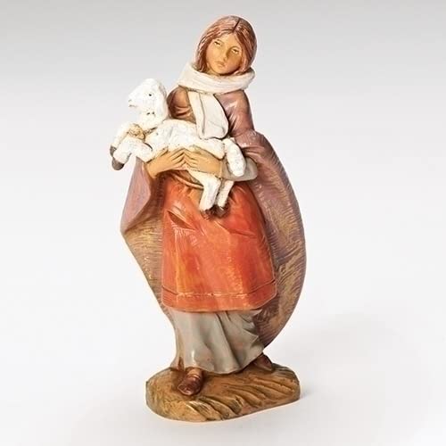 Roman Fontanini by Roman Inc., Emma The Shepherdess, 5" Shepherd Collection, Nativity Figure and Accessories, Hand Sculpted and Painted - Image 3