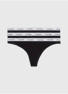 CALVIN KLEIN Women's 3 Pack Thongs - Cotton, Black  - Image 1