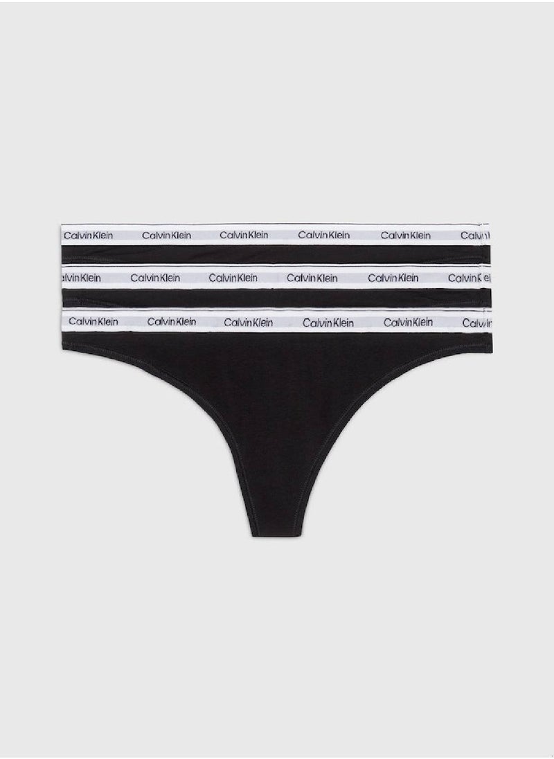 CALVIN KLEIN Women's 3 Pack Thongs - Cotton, Black  - Image 1