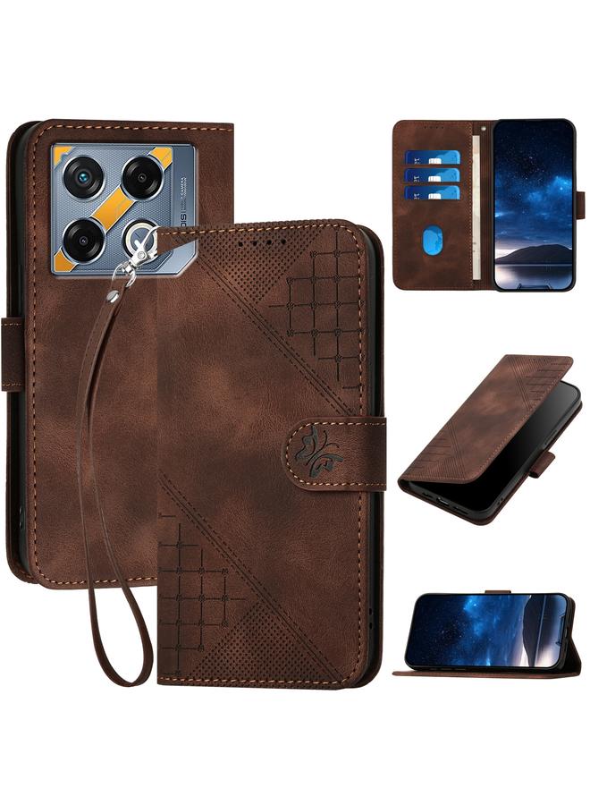 S-TOP Case For Infinix GT 20 Pro 5G Grid Butterfly Embossed Pattern Leather Phone Case with Lanyard - Image 1