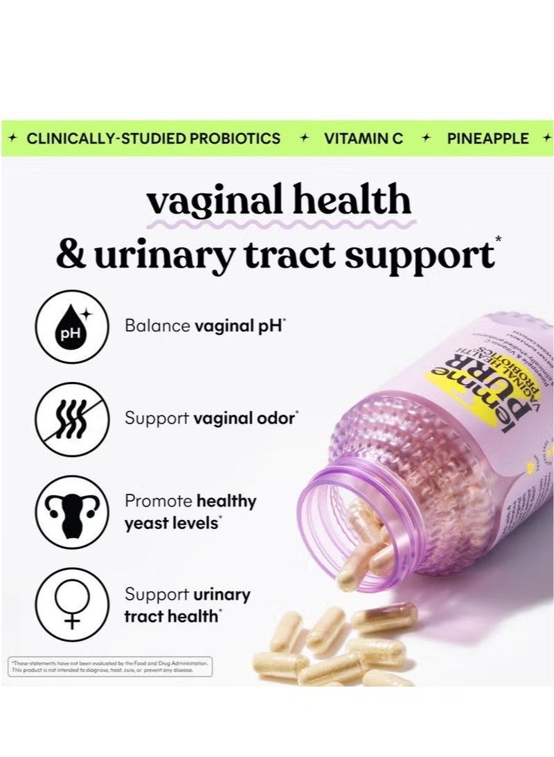 Lemme Purr Probiotics for Women - Promotes pH Balance, Healthy Odor & Urinary Tract Health w/Lactobacillus Blend, Clinically Tested Strains, Pineapple & Vitamin C - 60 Veggie Capsules - Image 2