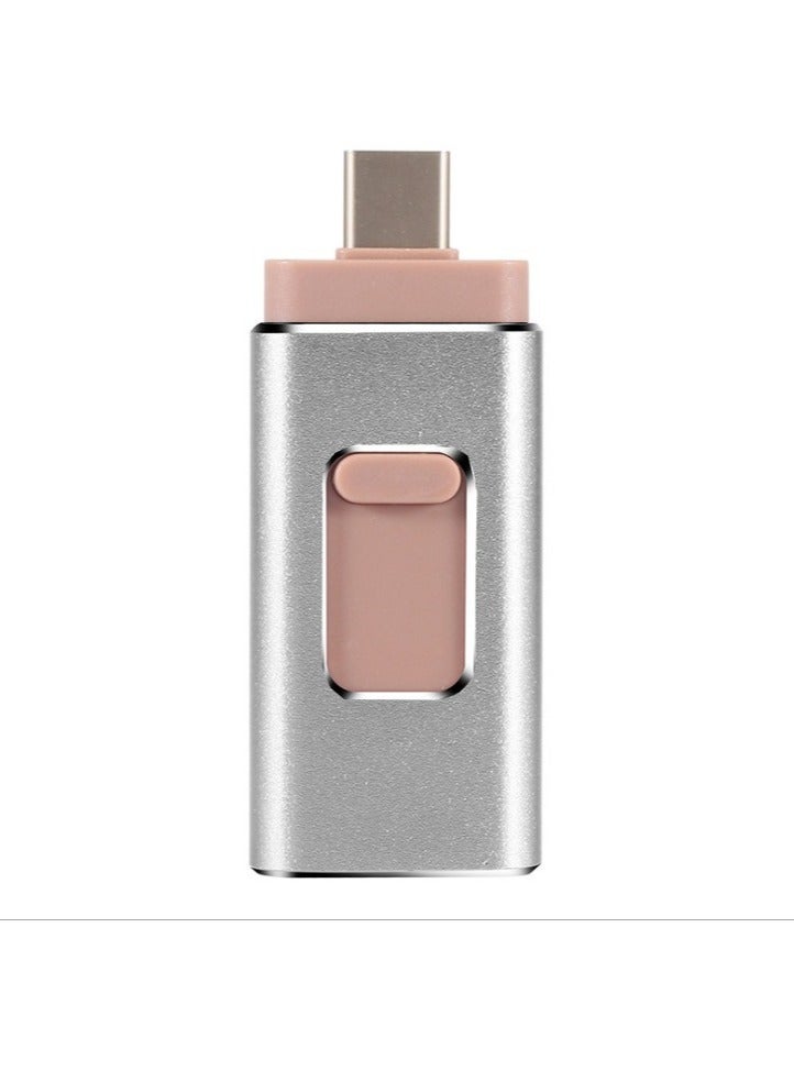 16GB USB Flash Drive, Shock Proof 3-in-1 External USB Flash Drive, Safe And Stable USB Memory Stick, Convenient And Fast Metal Body Flash Drive, Silver Color (Type-C Interface + apple Head + USB)  - Image 1