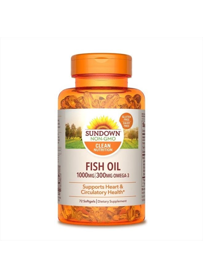 Sundown - Fish Oil 1000 mg, Supports Heart Health, 72 Softgels (Packaging May Vary) - Image 1