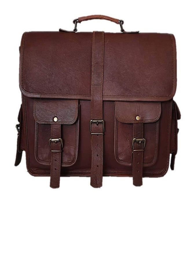 RSN 15.6 inch Leather Briefcase Laptop Bag (Brown 2) - Image 1