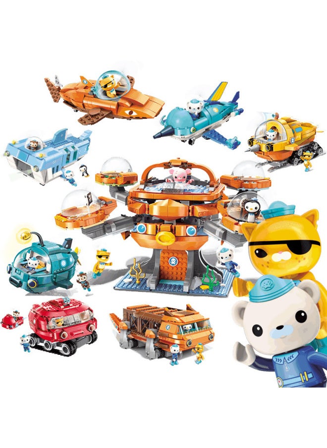 Generic - Enlightenment Building Blocks Submarine Column 3701-3708 Octopus Fort Suit Ultraman Corps Assembled Building Blocks Toys-Color:Ultraman's Classic Minifigure [12 Pieces] - Image 1