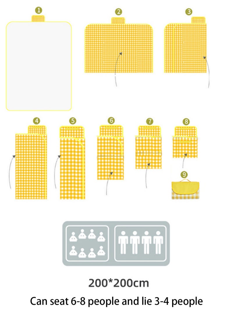 200*200cm Blue Printed Oxford Cloth Picnic Mat, Camping Beach Blanket Picnic Blanket Picnic Mat Beach Mat Outdoor Camping - Image 3