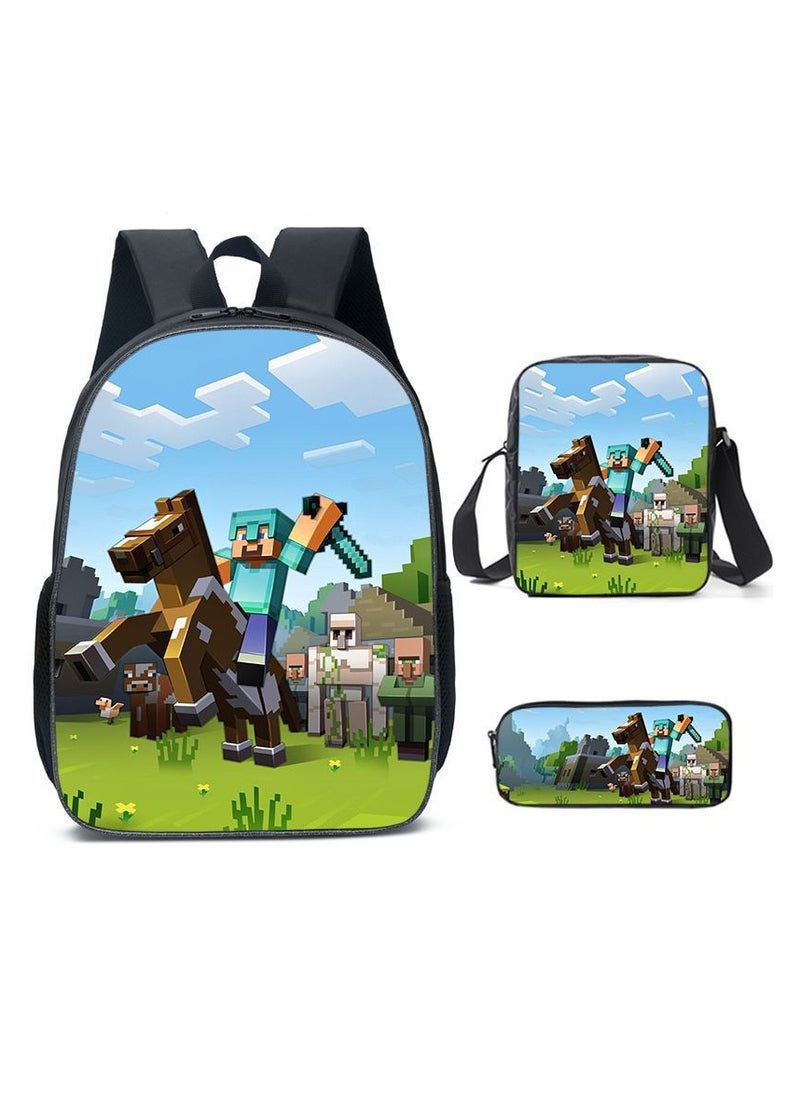 MINECRAFT My World Cartoon Student Backpack Three-piece Set 29*42*16cm 