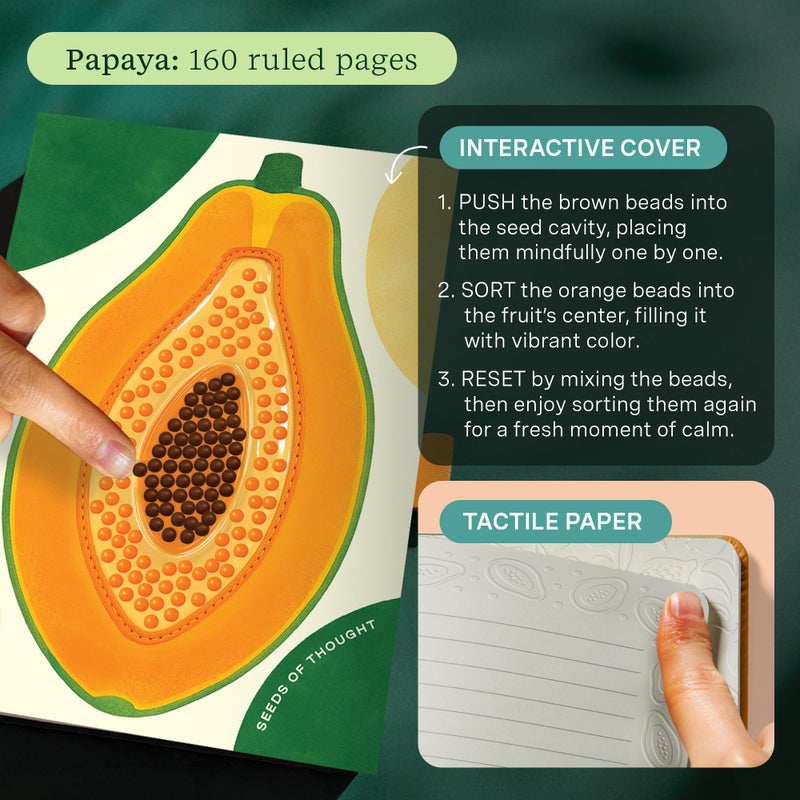 Lifelines Sensory Bead Journals, Papaya & Gumball 2 Pack Set - Fidget Ruled Notebook Journals with Interactive Tactile Cover & Embossed Paper - 160 Pages, Sensory Journaling Notebooks - Image 4