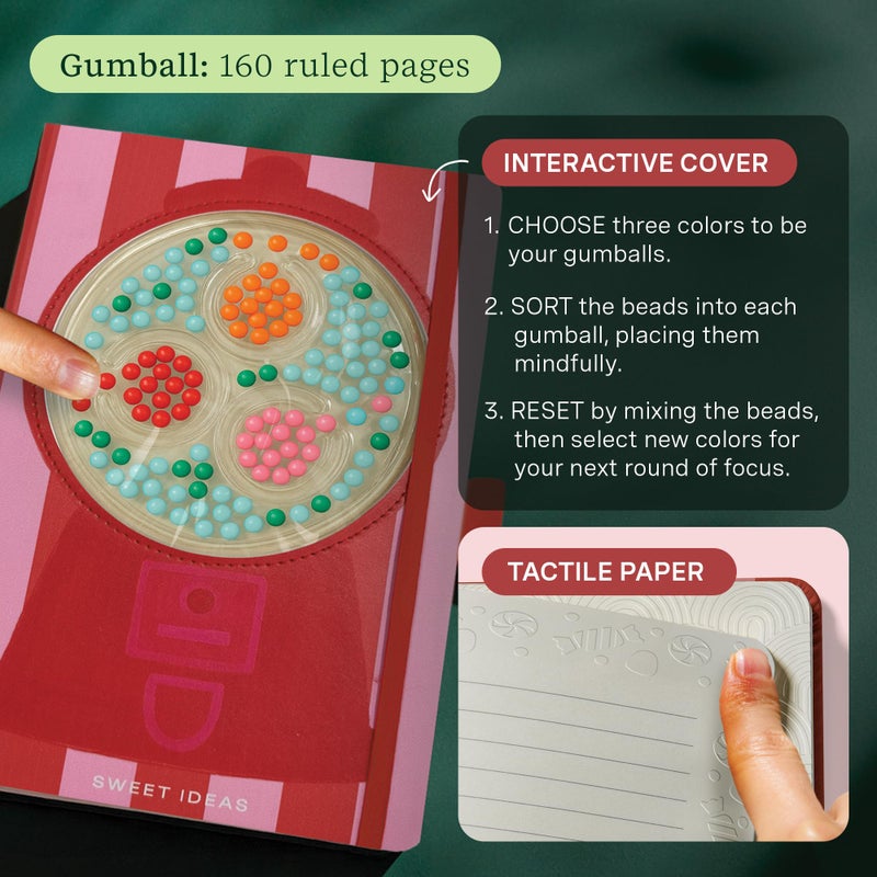 Lifelines Sensory Bead Journals, Papaya & Gumball 2 Pack Set - Fidget Ruled Notebook Journals with Interactive Tactile Cover & Embossed Paper - 160 Pages, Sensory Journaling Notebooks - Image 3