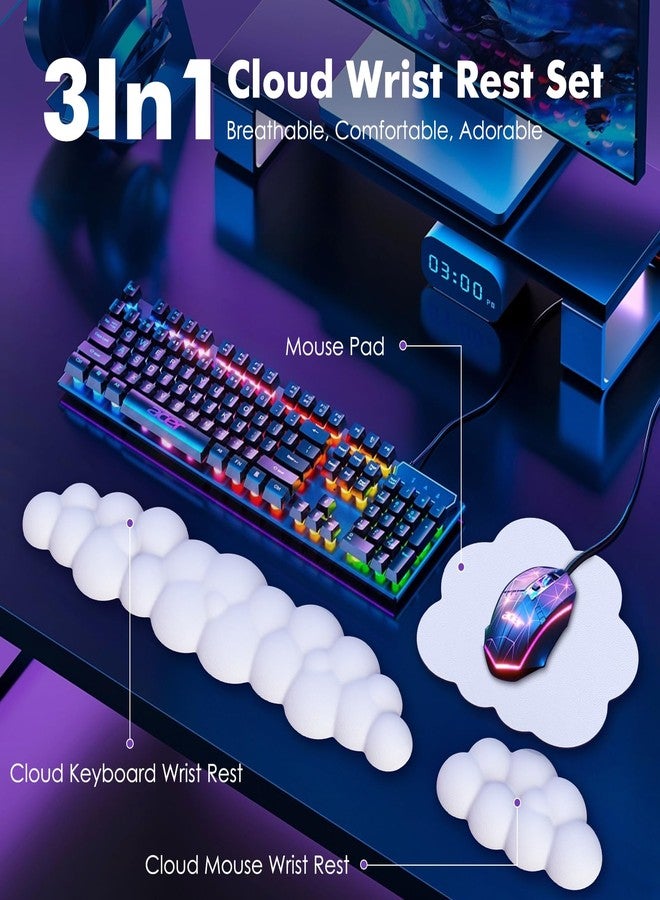 MoKo Cloud Wrist Rest Ergonomic Keyboard Wrist Rest with Mouse Pad, Mouse Rest and Wrist Rest PU Leather for Office, Game, Computer, Laptop, White - Image 2