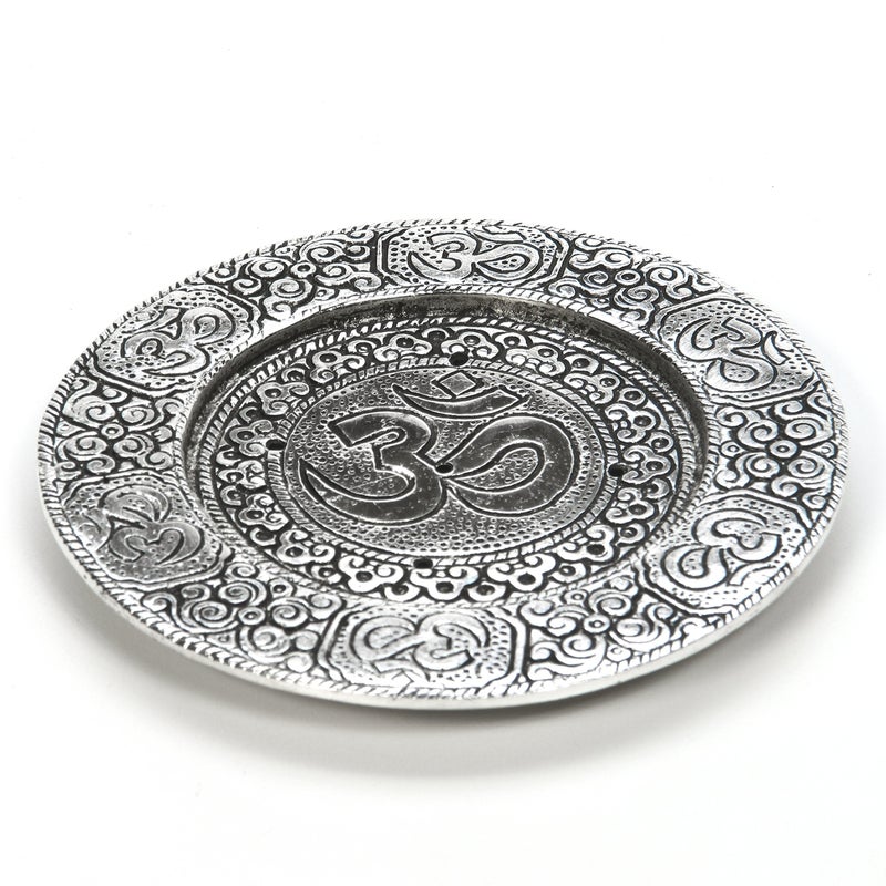 Hosley Tibetan Style Aluminum Incense Sticks Burner for Aromatherapy and Home Ambiance Aged Silver Finish 4.5" Diameter - Image 5
