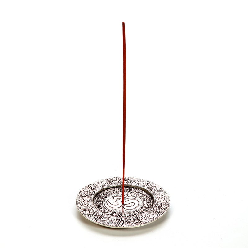 Hosley Tibetan Style Aluminum Incense Sticks Burner for Aromatherapy and Home Ambiance Aged Silver Finish 4.5" Diameter - Image 3