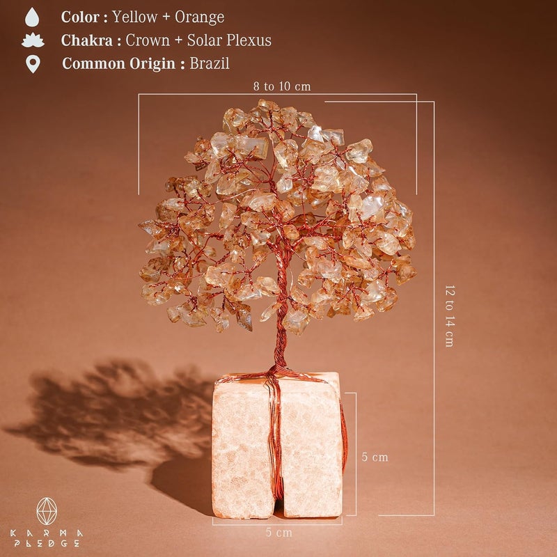 KARMAPLEDGE Crystal Tree for Birthday Gifts for Women, Handmade Raw Crystal Base Citrine Chakra Healing Crystal Tree of Life for Positive Energy, Money, Good Luck, Christmas Décor, Home and Office Decor - Image 2