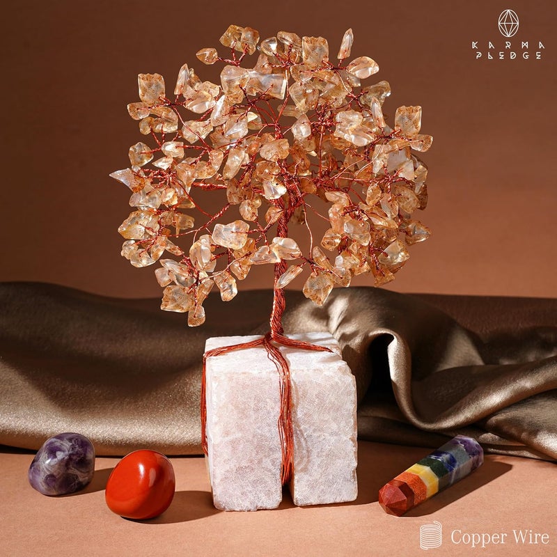 KARMAPLEDGE Crystal Tree for Birthday Gifts for Women, Handmade Raw Crystal Base Citrine Chakra Healing Crystal Tree of Life for Positive Energy, Money, Good Luck, Christmas Décor, Home and Office Decor - Image 5