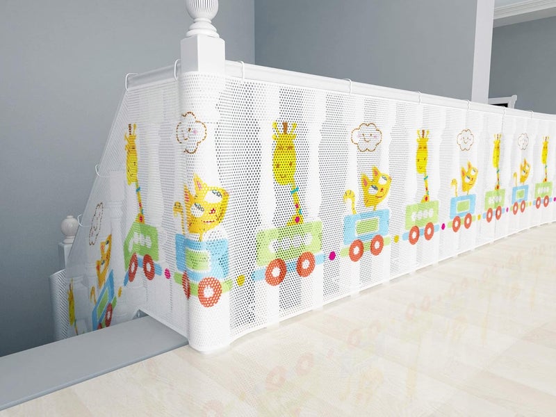 Luckam Child Safety Rail Net for Balcony, Patios, Railing and Stairs, Security Guards for Kids/Pet/Toy Both Indoors and Outdoors, 10ft x2.5ft, Sturdy Mesh Fabric Material, Multicolored - Image 2