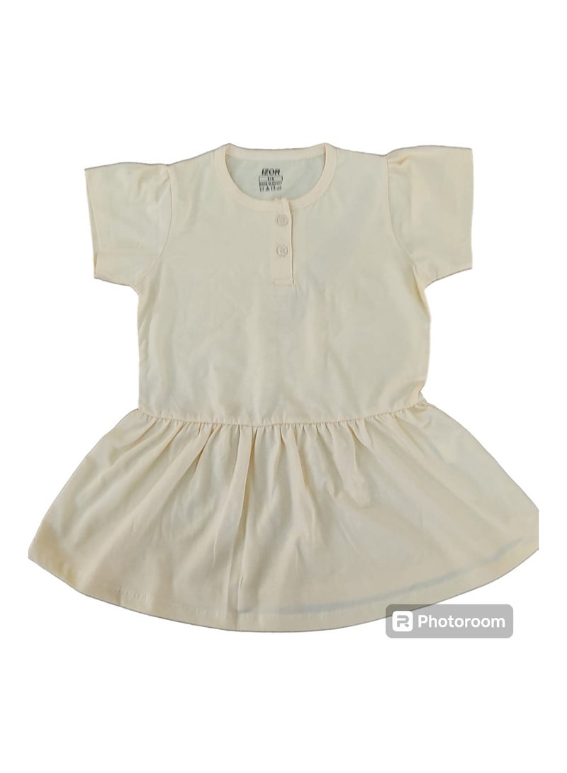 إيزور فستان بناتى زراير ساده لون اصفر