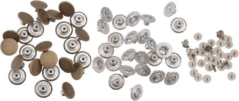 50pcs Metal Pants Snap Buttons Detachable Buckles Adjustable Jeans Buckles Replacement for Waist Tightening DIY Pants Accessories with 25 Bronze and 25 Silver Pins - Image 1