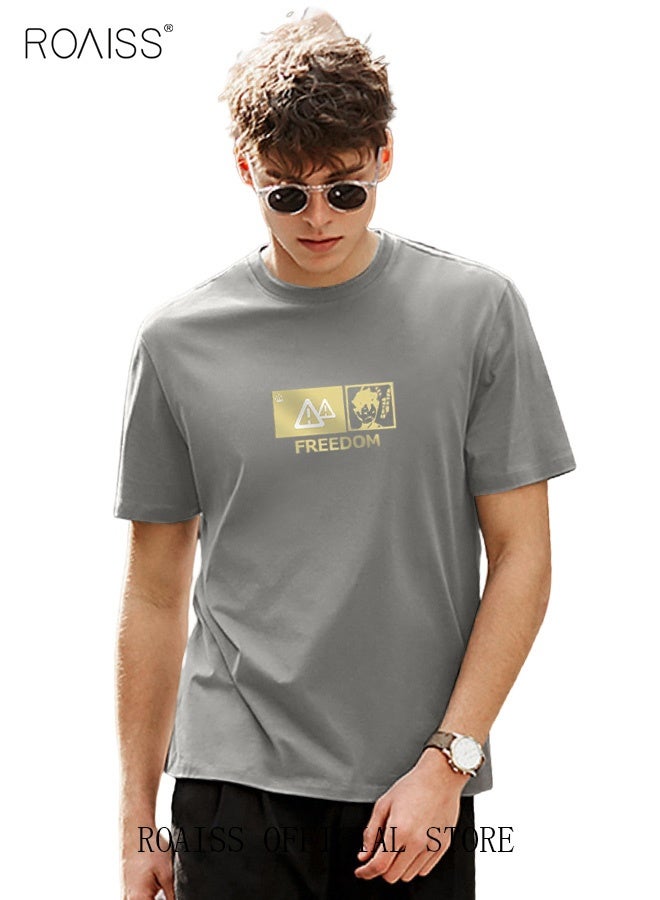 roaiss Man's T-shirt Loose Version Pure cotton Causal and Trendy Versatile Pattern Printing Short Sleeves  - Image 2
