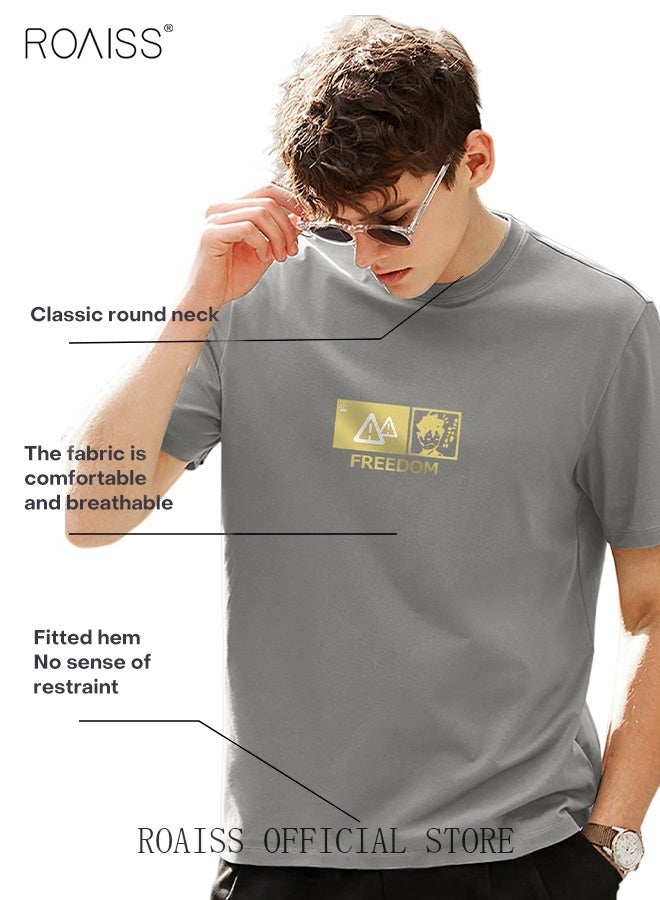 roaiss Man's T-shirt Loose Version Pure cotton Causal and Trendy Versatile Pattern Printing Short Sleeves  - Image 4