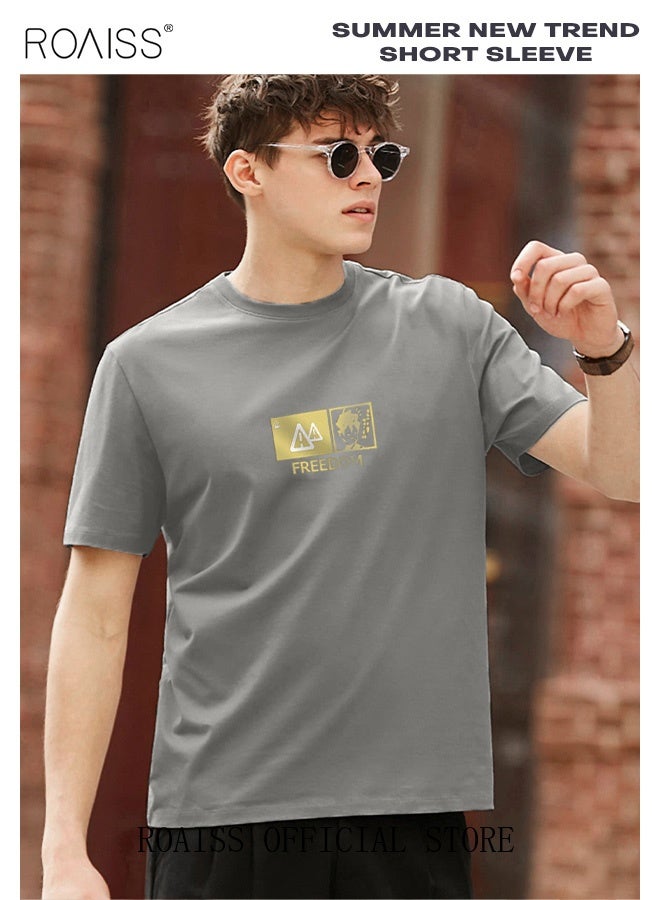 roaiss Man's T-shirt Loose Version Pure cotton Causal and Trendy Versatile Pattern Printing Short Sleeves  - Image 3